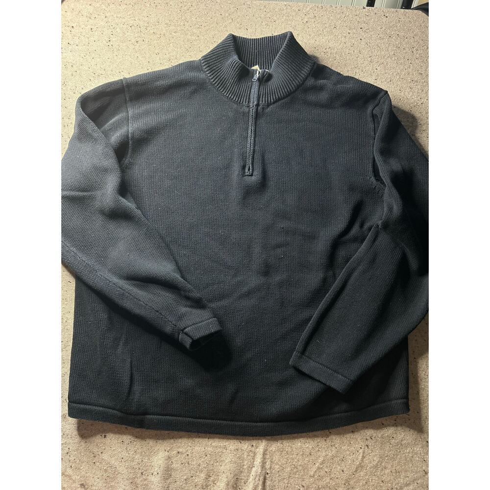 Vintage L.L.Bean Cotton Quarter-Zip Sweater Black XXL Men’s